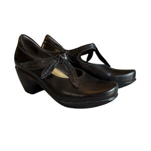Naot Black Leather Mary Jane Heels Womens 36 Comfort Shoes